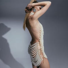 Beaded Halter Fashion Party Banquet Performance Dress - kinko