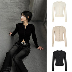 Women's Autumn Hot Girl Short Thin Coat Long-sleeved Sweater - kinko