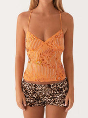 Crisscross Back V-Neck Cami - kinko