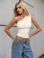 One-Shoulder Tank Top - kinko