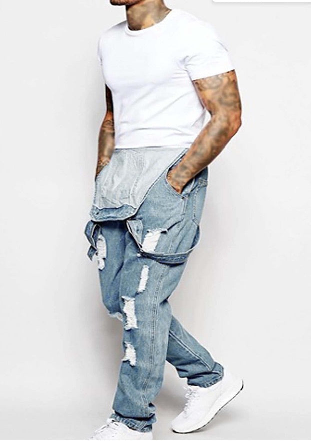 Fashion Men's Sling Denim Romper - kinko