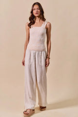 SO ME Two Tone Floral Seamless Tank Top - kinko