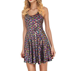 Women's Shiny Mermaid Sleeveless Short Tank Dresses - kinko