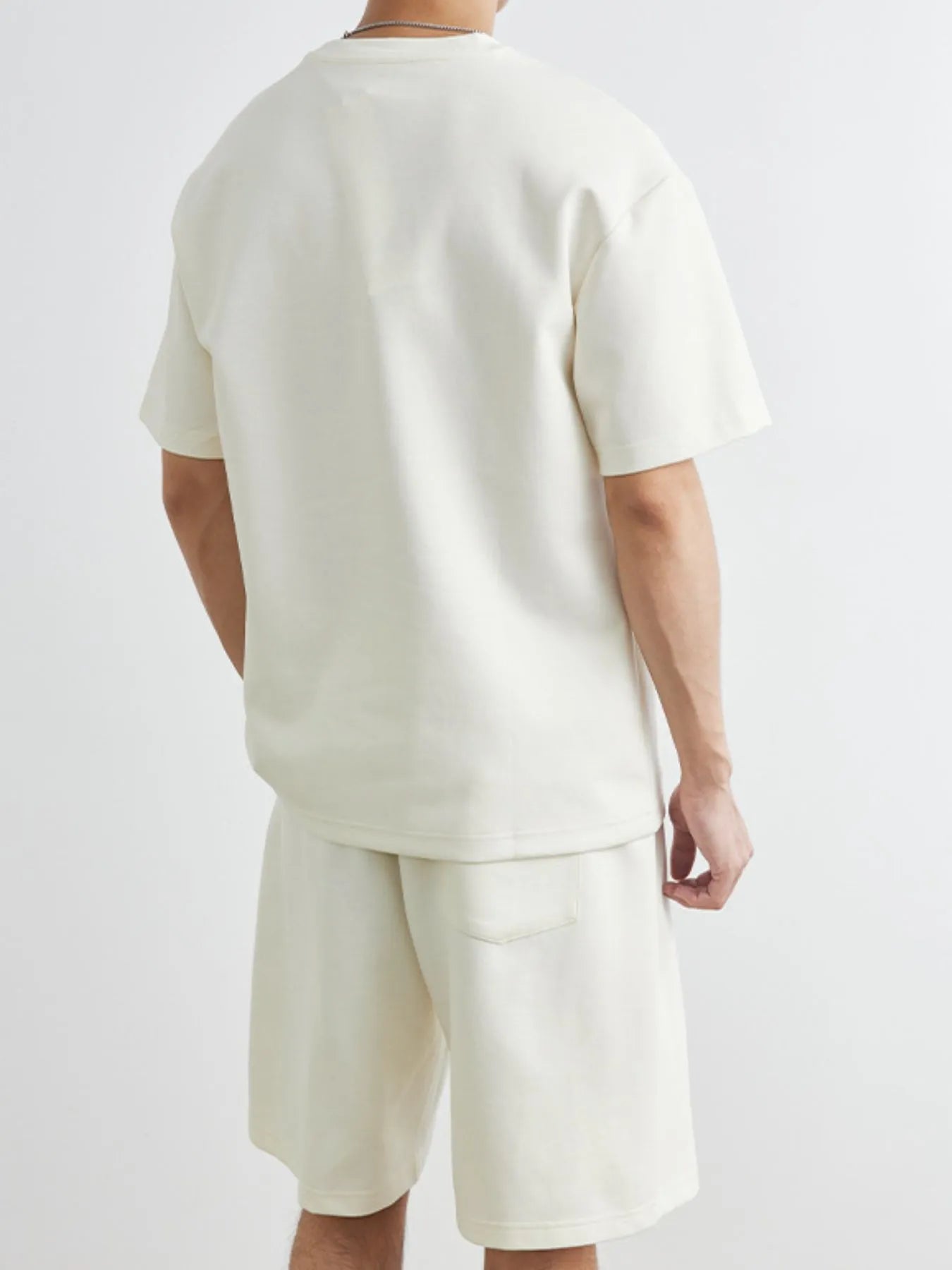 Men's Plus Size Round Neck Short Sleeve Top and Shorts Set - kinko