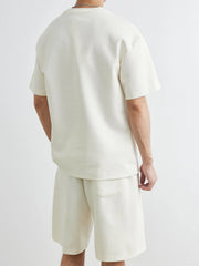 Men's Plus Size Round Neck Short Sleeve Top and Shorts Set - kinko