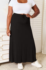 Double Take Full Size Soft Rayon Drawstring Waist Maxi Skirt - kinko