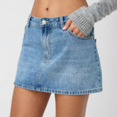 Slim Casual Stretch Washed Denim Skirt Women - kinko
