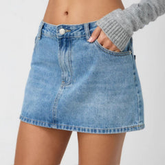 Slim Casual Stretch Washed Denim Skirt Women - kinko
