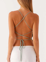 Crisscross Back V-Neck Cami - kinko