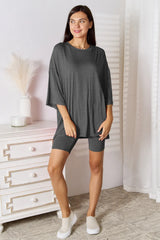 Basic Bae Full Size Soft Rayon Three-Quarter Sleeve Top and Shorts Set - kinko