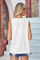 Eyelet Open Front Sleeveless Cardigan - kinko