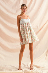SO ME Mixed Floral Print Sleeveless Mini Dress - kinko