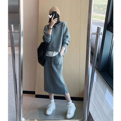 Casual Fashion Women's Hoodie Skirt Suit - kinko