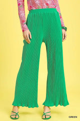 Umgee Wide Leg Textured Pants - kinko