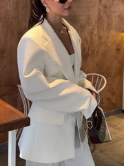 Elegant Solid Color Loose Blazer - kinko