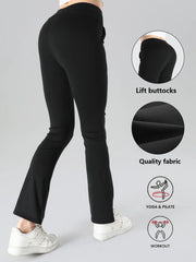 4pcs High-Waisted Flare Sharkskin Leggings Slim Fit, Lightweight & Sculpting Yoga Pants - kinko