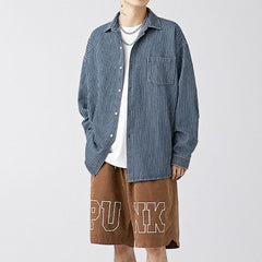 Denim Shirt Men's Shirt Early Outdoor Casual Blue Overalls - kinko