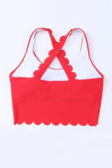 Crisscross Scoop Neck Swim Top - kinko