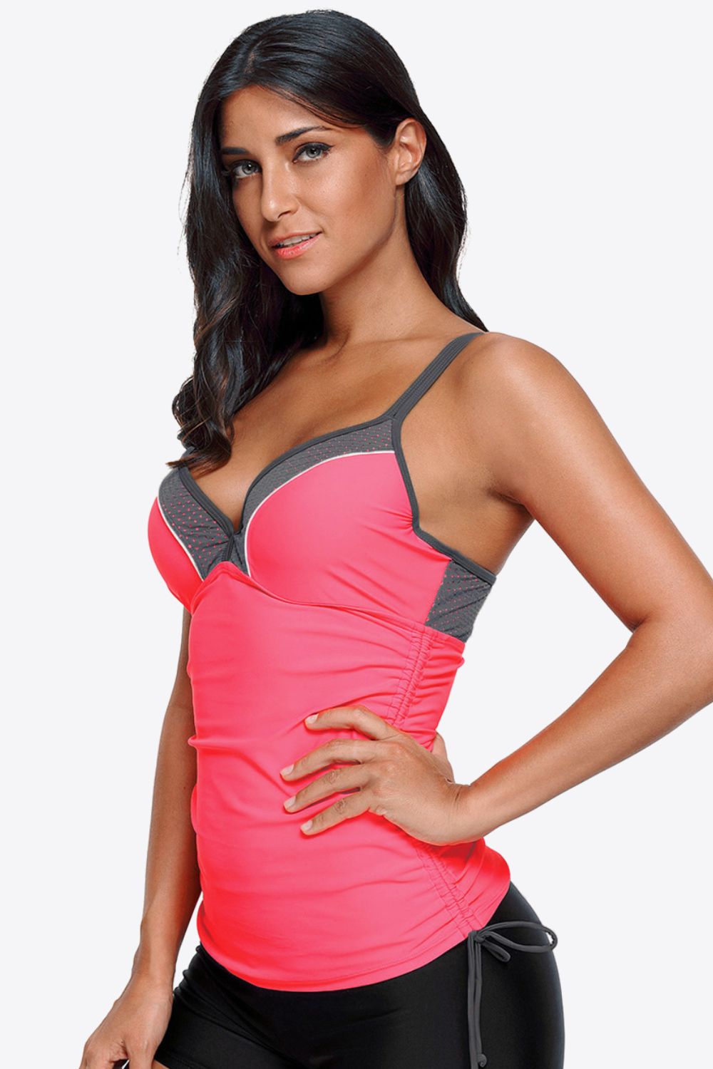Contrast Sweetheart Neck Swim Cami - kinko