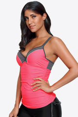 Contrast Sweetheart Neck Swim Cami - kinko