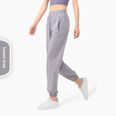 Zipper Pocket High Waist Running Pants Women's Peach Hip Fitness Trousers - kinko