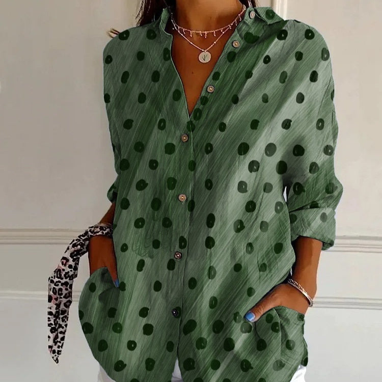 Striped Long-sleeved Shirt Women's Rainbow Cardigan Contrast Color Coat Lapel - kinko