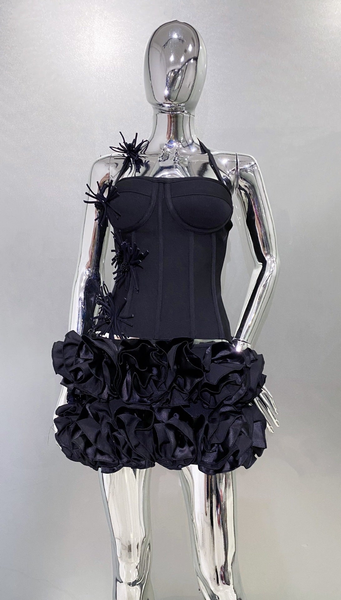 Bandage Vest Flower Evening Dress Two-piece Suit - kinko