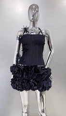 Bandage Vest Flower Evening Dress Two-piece Suit - kinko