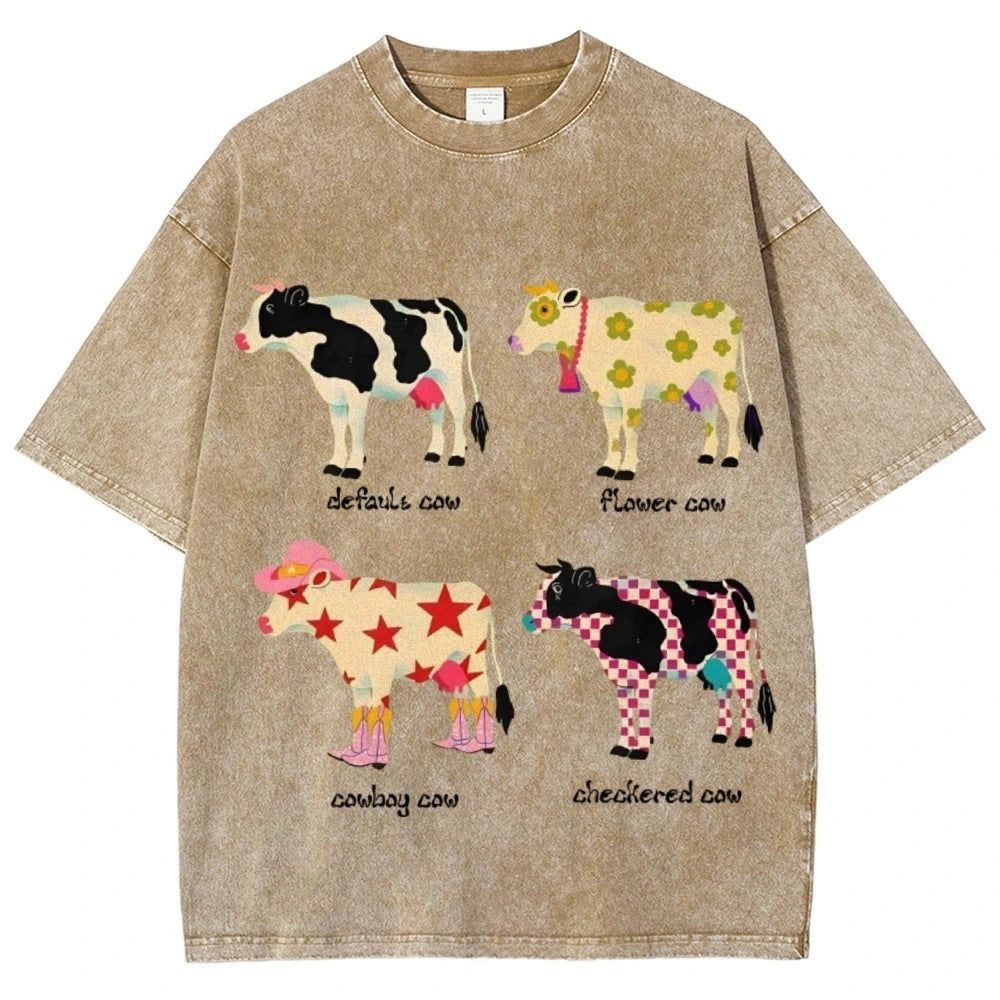 Men's And Women's Cute Cow Print T-shirt - kinko