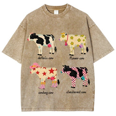 Men's And Women's Cute Cow Print T-shirt - kinko