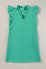 Ruffled V-Neck Cap Sleeve Mini Dress - kinko