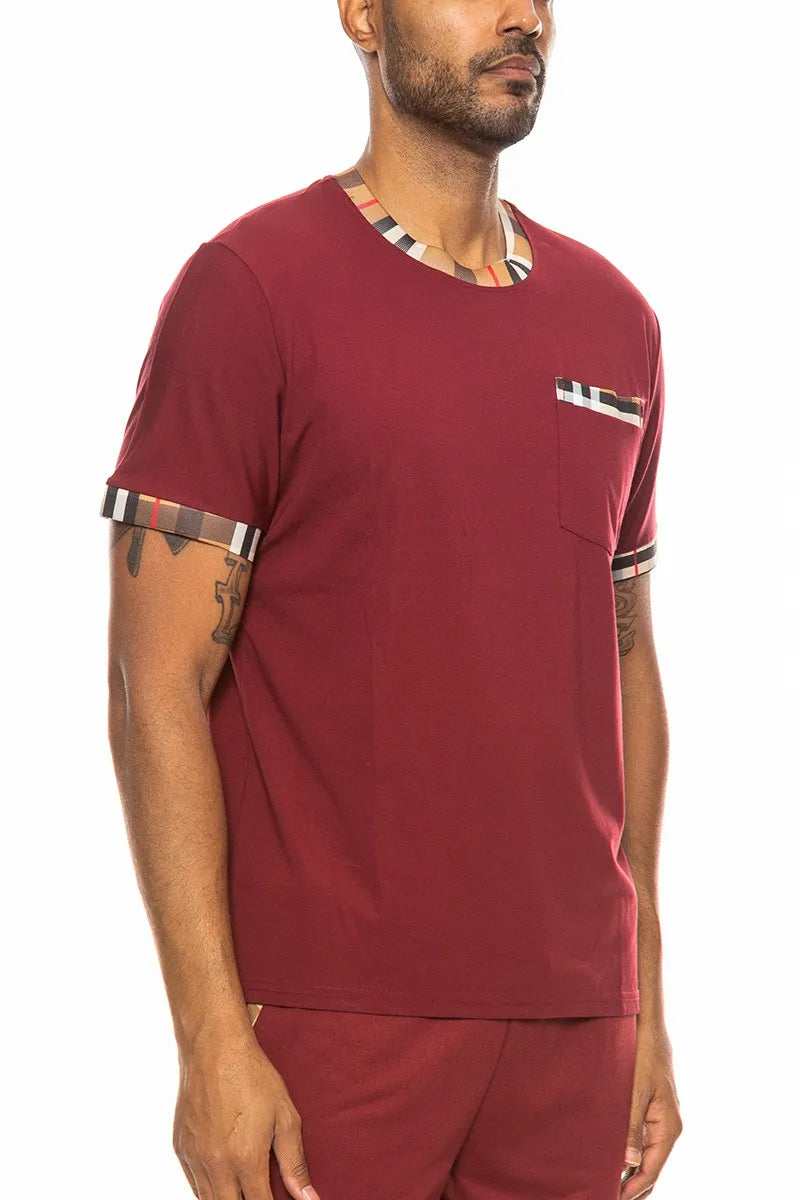 WEIV Men's Full Size Checkered Short Sleeve Tee Plus Size - kinko