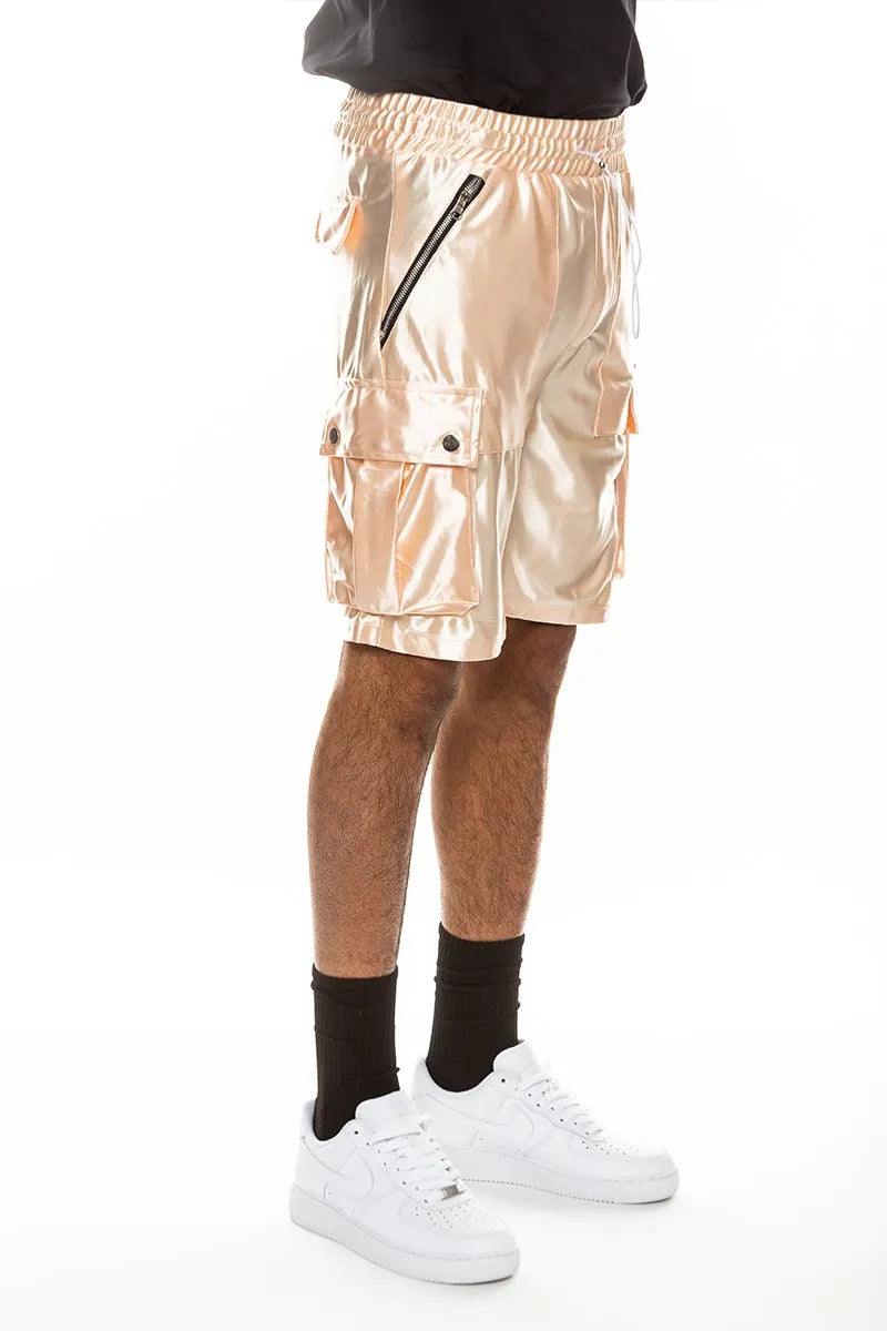 WEIV Men's Full Size Satin Street Cargo Shorts Plus Size - kinko