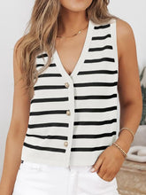 Striped V-Neck Knit Vest - kinko