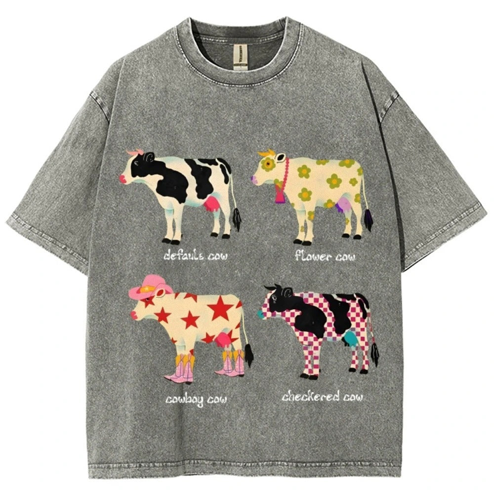 Men's And Women's Cute Cow Print T-shirt - kinko