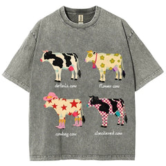 Men's And Women's Cute Cow Print T-shirt - kinko