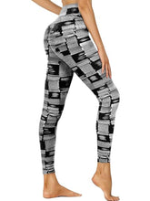 Leggings - Cropped High-waisted Printed Black And White Barcode - kinko