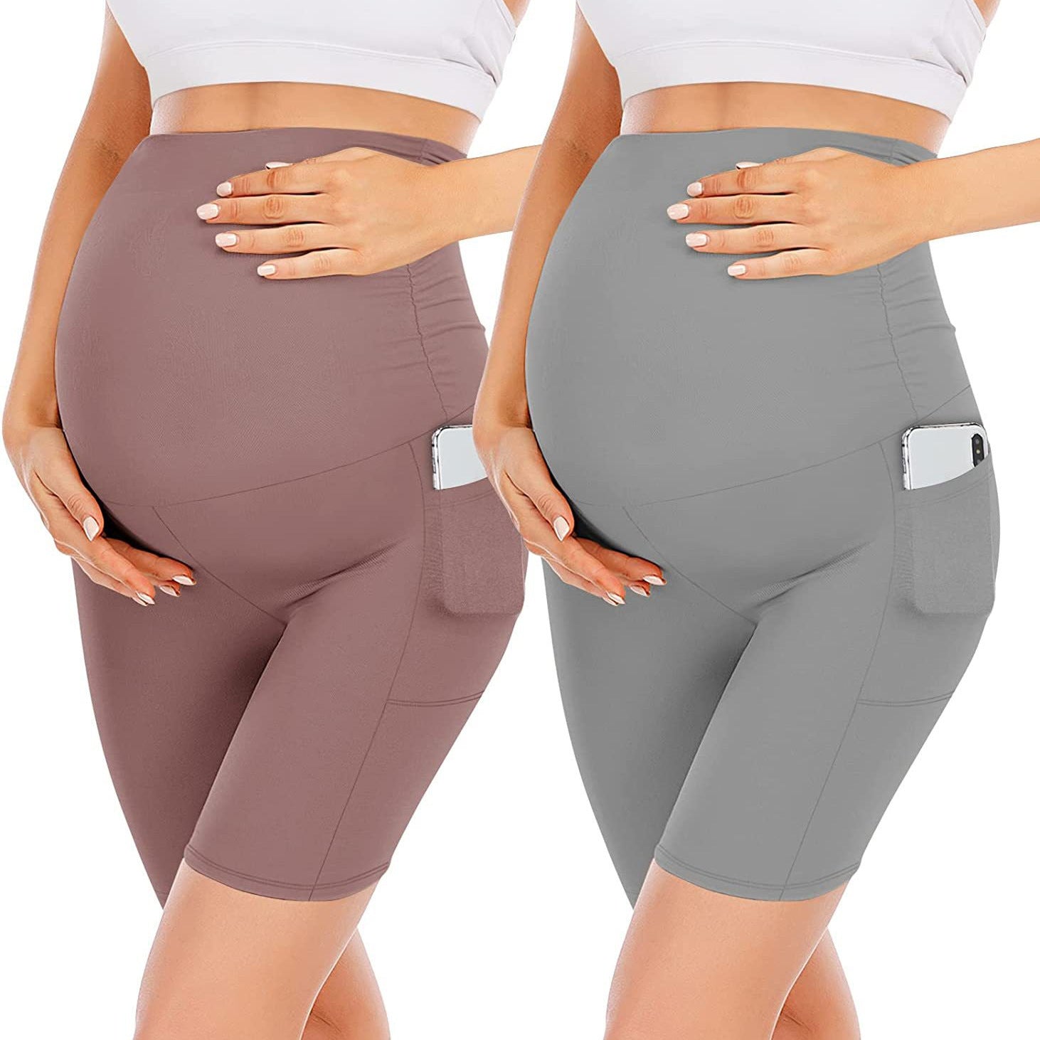 Five-point Pocket Maternity Pants High Waist Slim Fit Maternity Pants - kinko