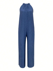 Sleeveless Halter Ruffled Young Women's Jumpsuit - kinko