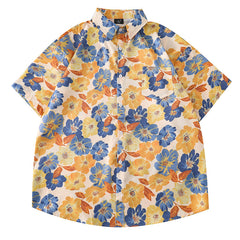 Women's Design Retro Hong Kong Style Printed Short-sleeved Shirt - kinko