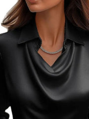 Full Size Collared Neck Long Sleeve Blouse Plus Size - kinko