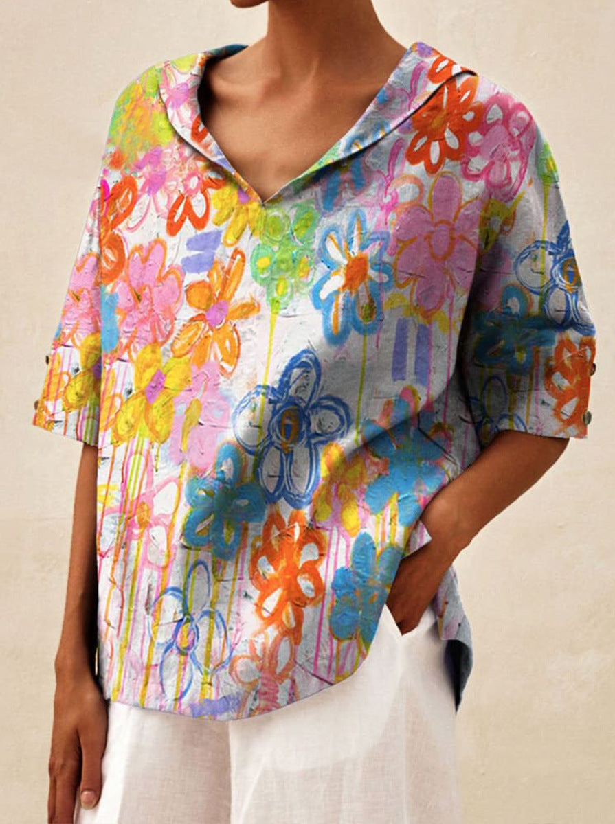 Women's Cotton And Linen Relaxed-fit Hoodie Top T-shirt - kinko