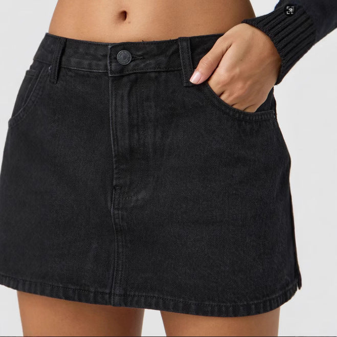 Slim Casual Stretch Washed Denim Skirt Women - kinko