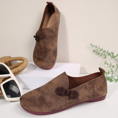 Herbstliche flache Freizeitschuhe für Damen, runde, weiche Loafer mit niedrigem Schaft