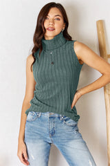 Basic Bae Full Size Ribbed Turtleneck Tank - kinko