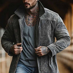 Fall Winter Men Stand Collar Mid-length Coat