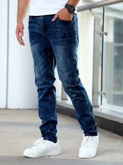 Slim Fit Stretch Men's Youth Blue Casual Pants - kinko