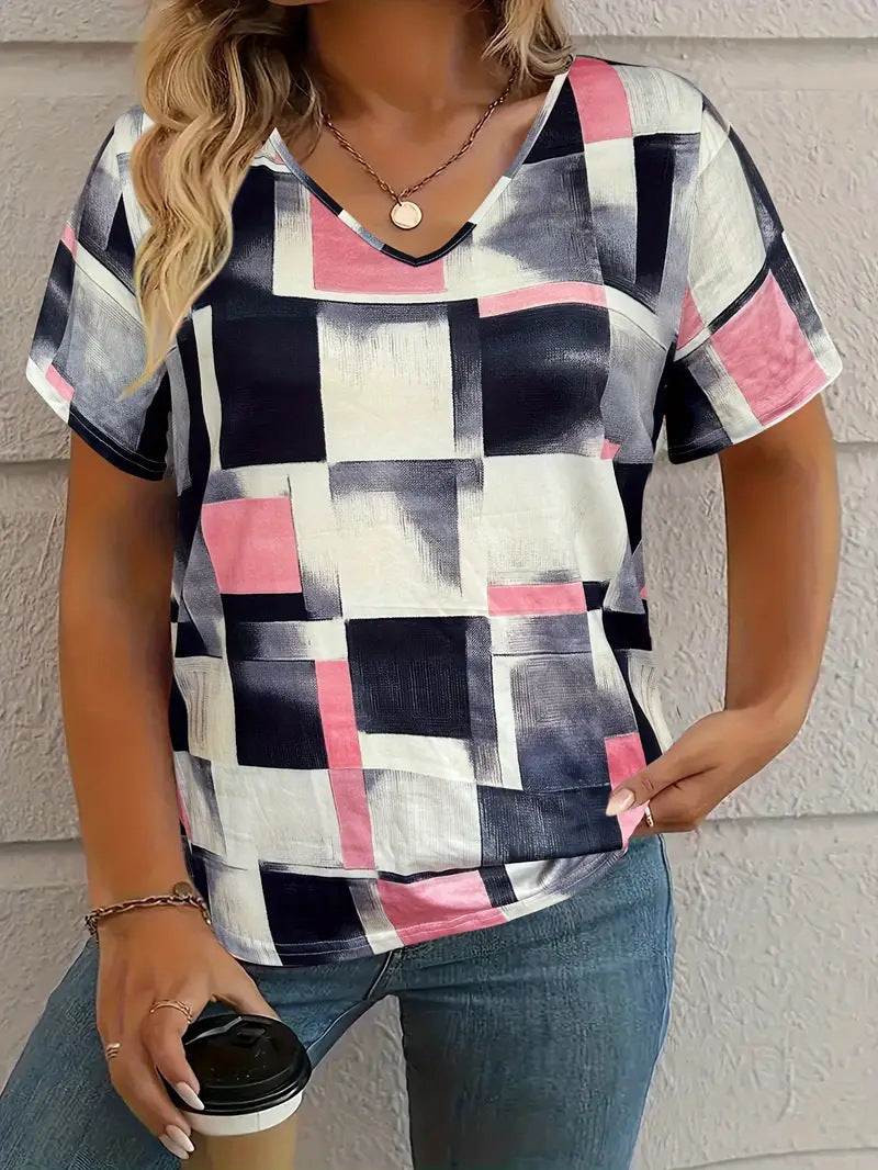 Summer New Casual Multicolor Design Women's T-shirt - kinko