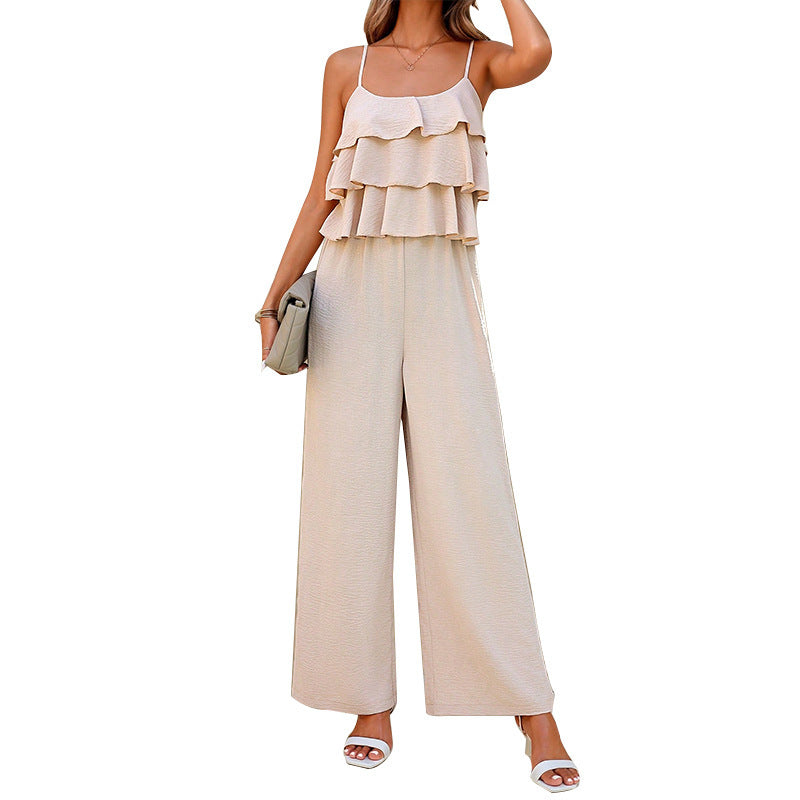 Women's European And American Style Lotus Leaf Suspender Jumpsuit - kinko