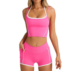 Sports Underwear Vest Shorts Spaghetti Strap Bra Beauty Back Tight High Elastic Fitness - kinko